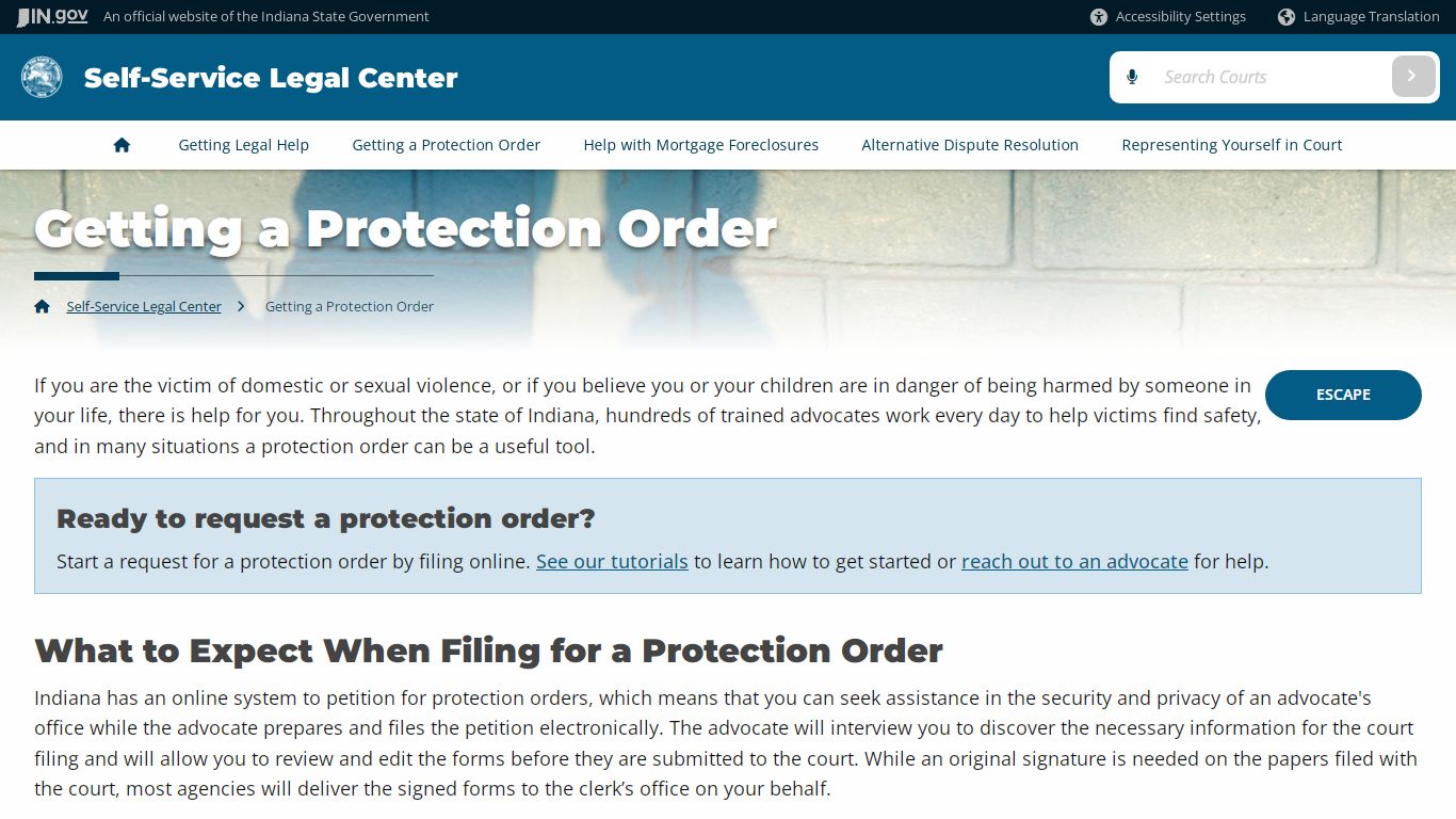 Getting a Protection Order - Self-Service Legal Center